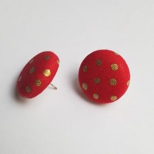 Red Polka Dot Stud Earrings